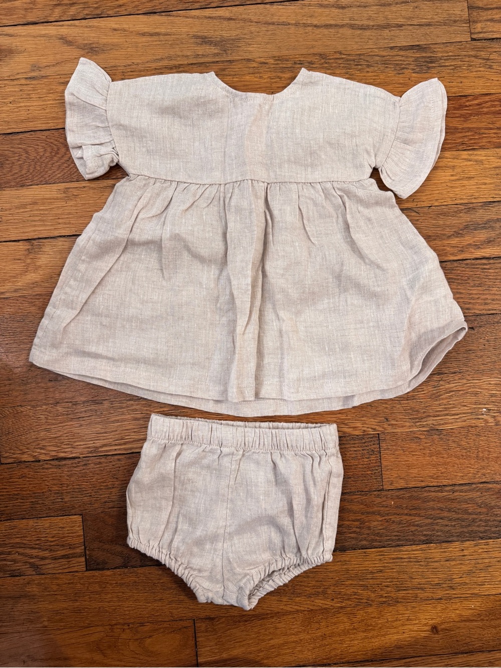 H&M Beige Linen Dress & Bloomers Set